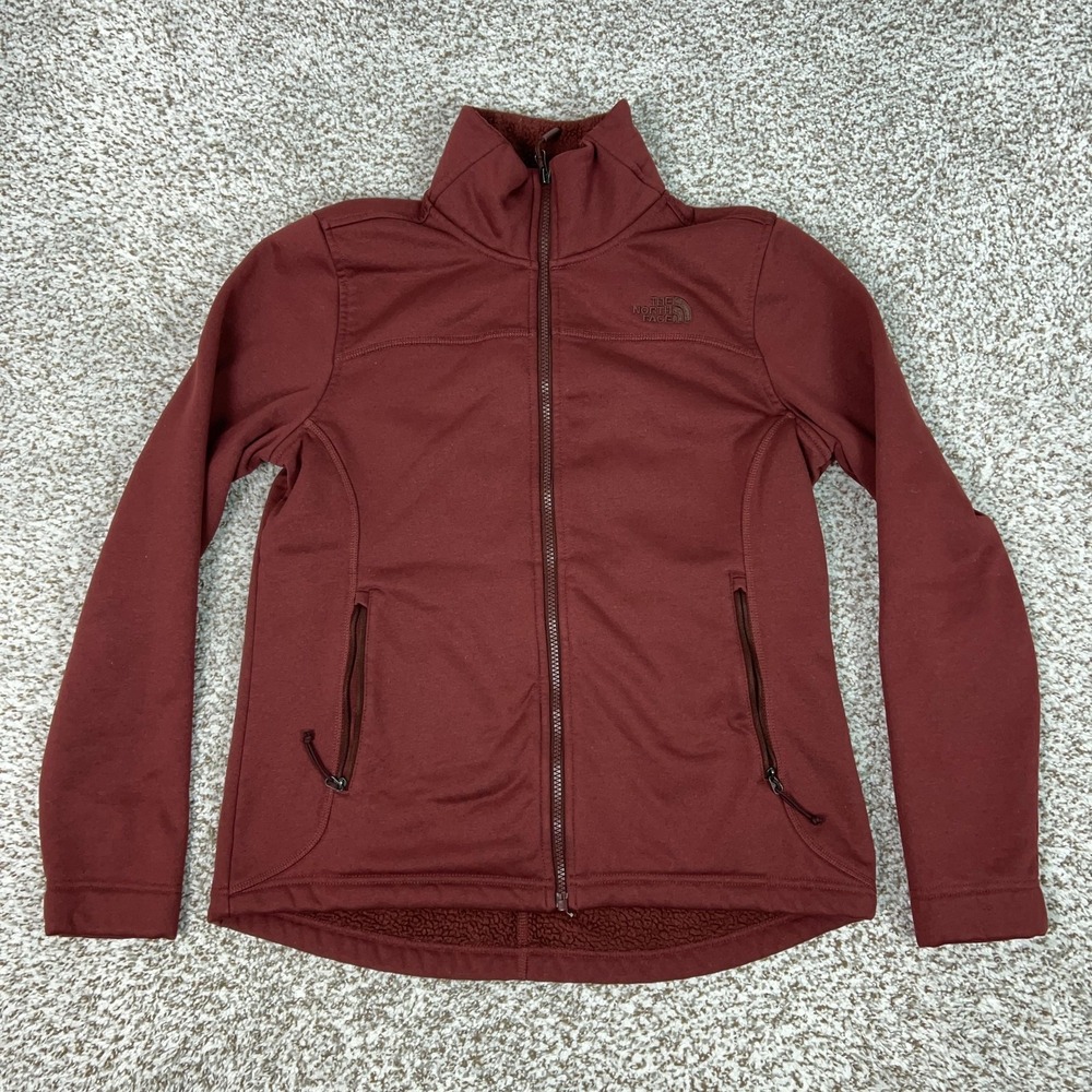 North Face Jacket Womens Medium Red Fleece Lined Full Zip Softshell Outdoor Gorp